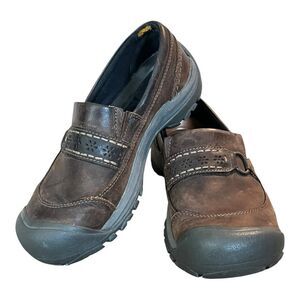 KEEN womens size 8.5 Brown Leather Slip one Kaci Castor Shoes comfort walking